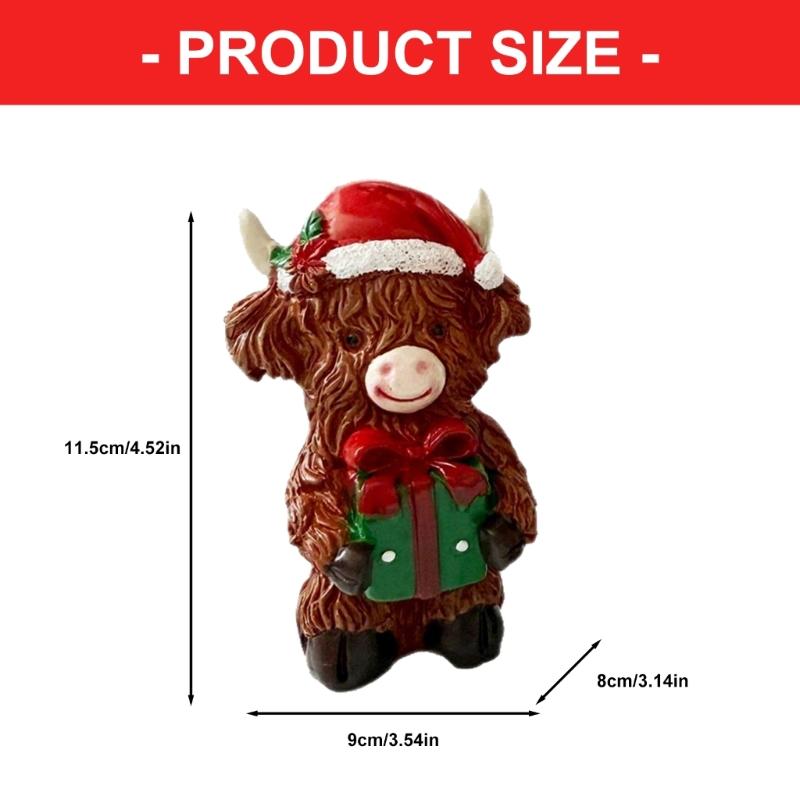 Highlands Cow Figurines Farmhouse Decors,Resins Animal Statue Table Ornament Garden Bookshelfs Decors Calf Lover Gift
