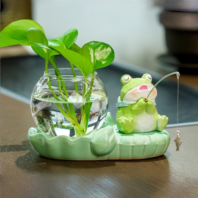 Cute Plants Propagation Stations Vases Glass Planters for Hydroponic Plants Garden Gifts Ceramic Kitten Frog Fishing Home Decor
