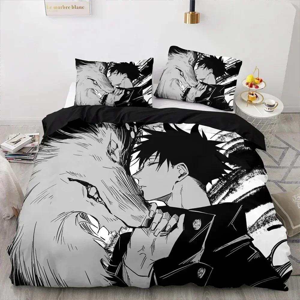 Anime Jujutsu Kaisen Bedding Set Duvet Cover Sheet Printed Bed Set Pillowcase Bed Full Queen King Size Comforter Bedroom