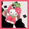 Custodia per telefono INS 3D Carina Fragola Hello Kitty Per iPhone 17 16 15 14 13 12 Pro Max 17Pro Air iPhone 11 Cover Morbida in Silicone