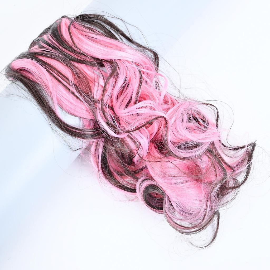 Highlighted Piano Color Hairpiece clip in hair extesnion one piece with 5Clips Long Wavy Hair Brown Red Blue colorful hair