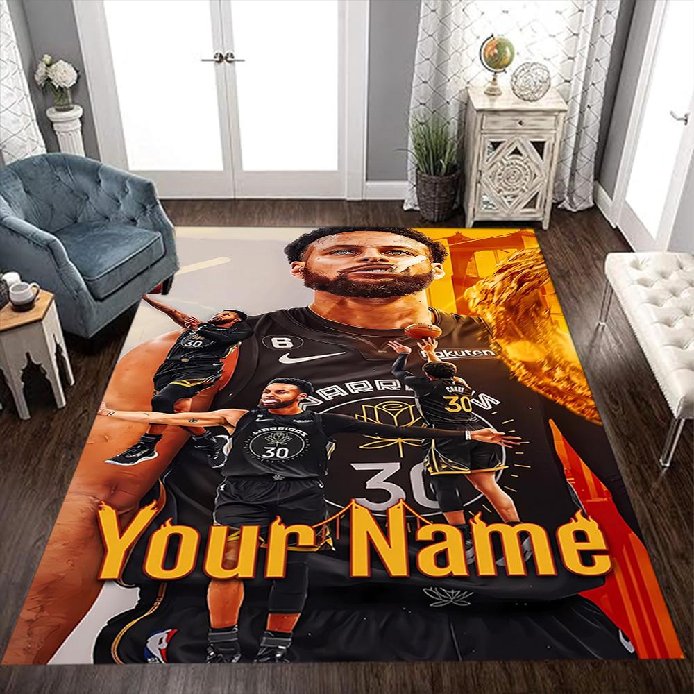 Golden State Warriors Points Celebration Customizable Name Carpet Suitable for Playrooms Kitchen Entryway Bedrooms Anti-slip Rug Anime Office Decor
