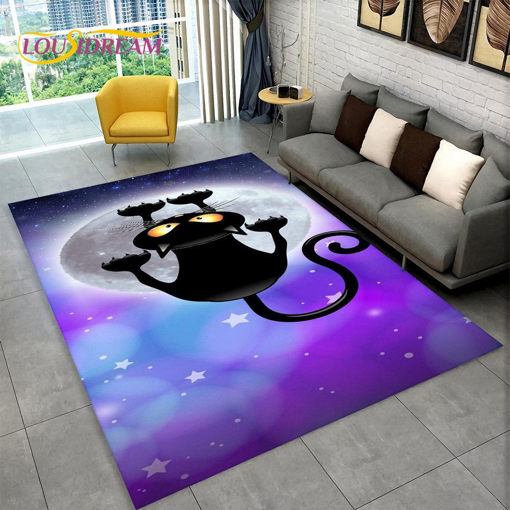 Cartoon Cute Cat Area Rug Large,Carpet Rug for Living Room Bedroom Sofa Doormat Kitchen Decoration,Child Non-slip Floor Mat