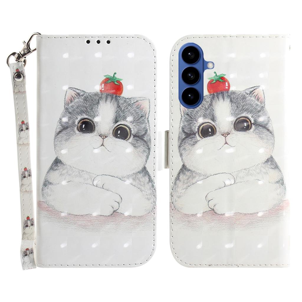 For Samsung Galaxy S26+ Case Pattern Printing Leather Wallet Phone Cover with Wrist Strap
