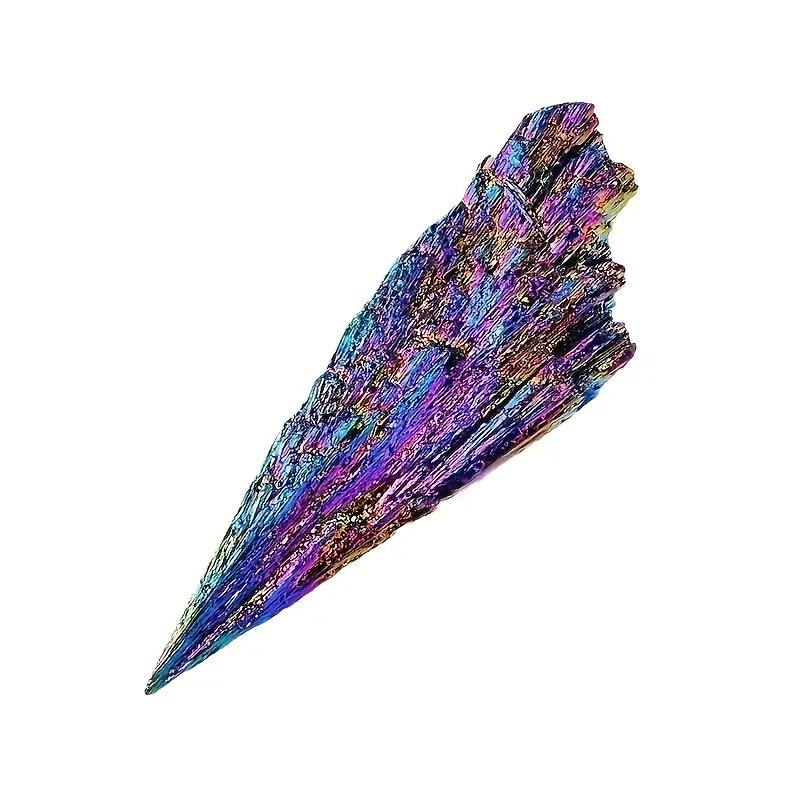 Natural Black Kyanite Specimen Blue Aura Flame Feather Stone with Multicolor for Jewelry Making, Home Decor, Unique Gift