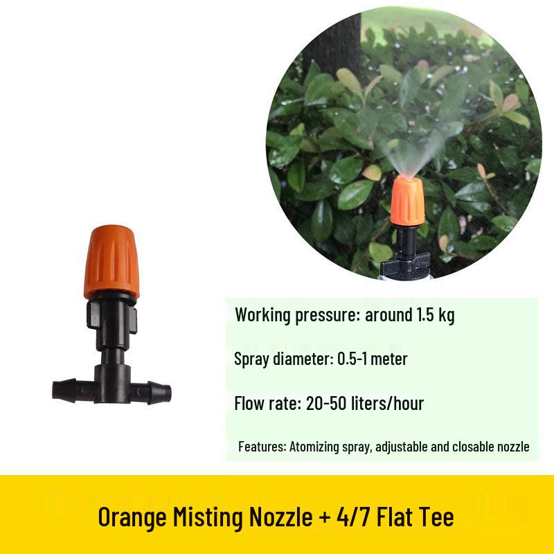 Orange 3-Way Flat Mouth Micro-Spray Nozzle for Greenhouse Use