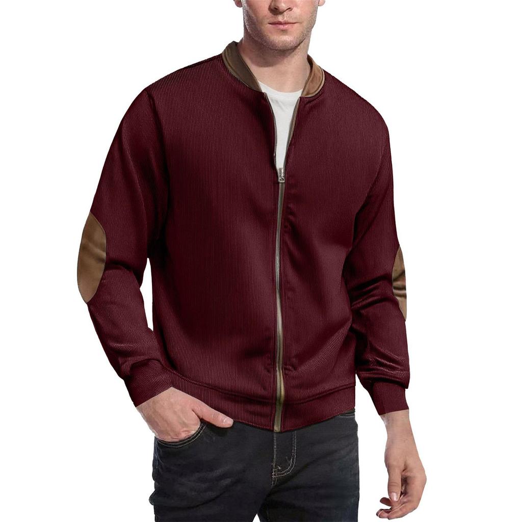 Available: Men's 2025 Autumn/Winter Casual Color Block Zipper Cardigan Sweatshirt, European American Style Workwear.