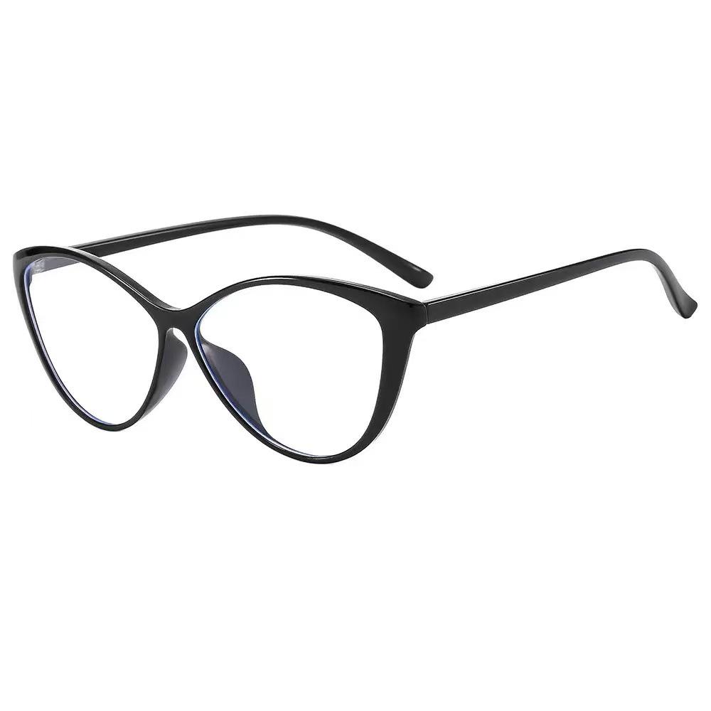 Unisex Cat Eye Anti-Blue Light Glasses: Large Retro European Style Frame with Face-Shaping Plain Mirror