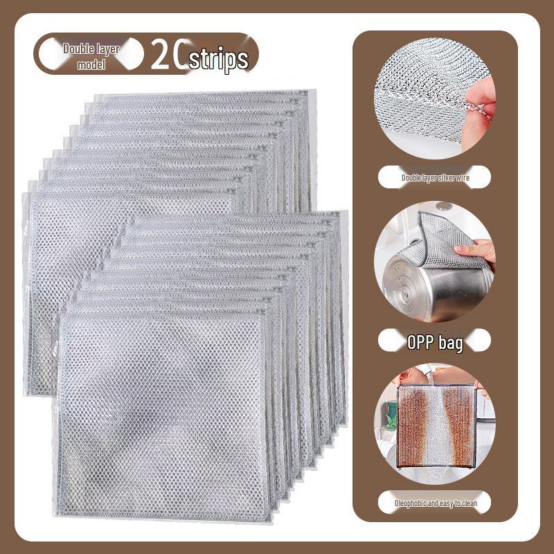 Alternative Steel Wool Double-Layer Non-Stick Dishwashing Cloth