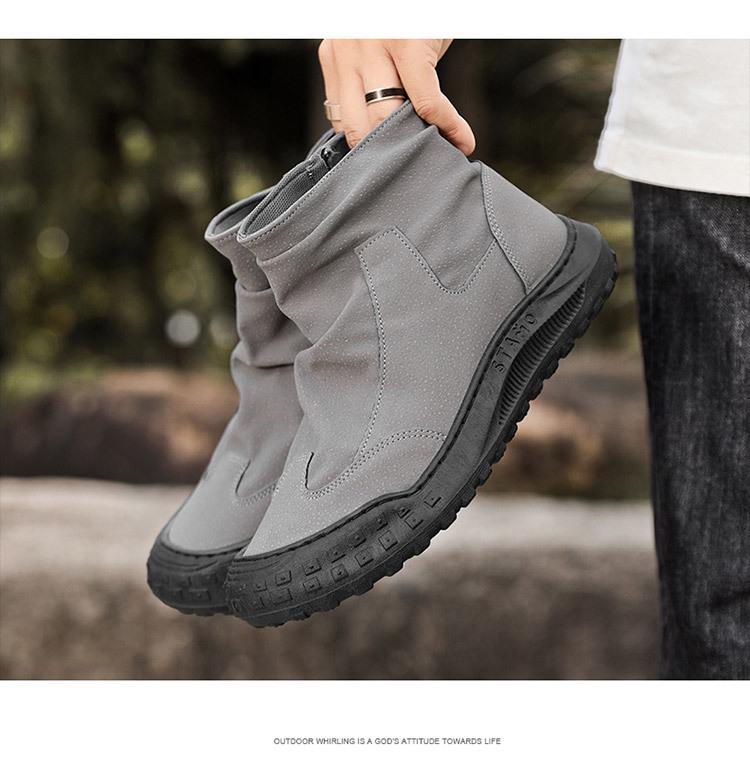 Men's High-Top Martin Boots: Breathable, Non-Slip, Trendy Workwear Shoes for Autumn