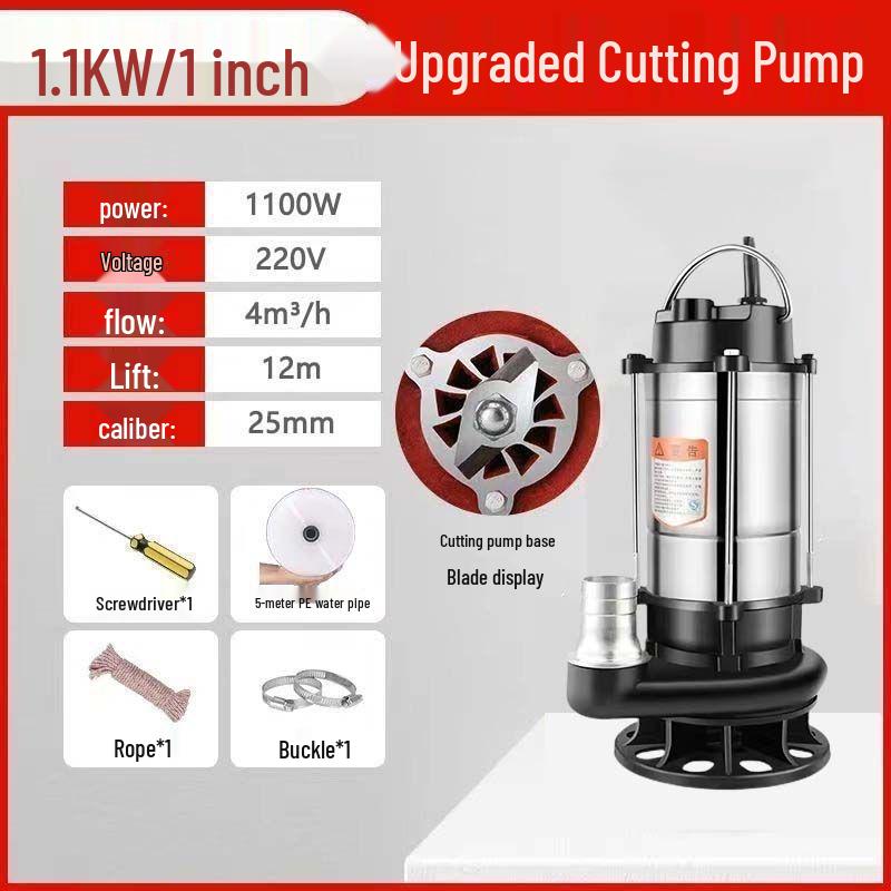 220V Submersible Sewage Pump with Blade for Septic Tanks & Biogas Digesters