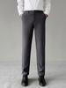 2026 Men's Elastic Ice Silk Straight-Leg Casual Pants for Spring & Autumn - Versatile, Thin, Loose Suit Pants for Middle-Aged & Young Adults.