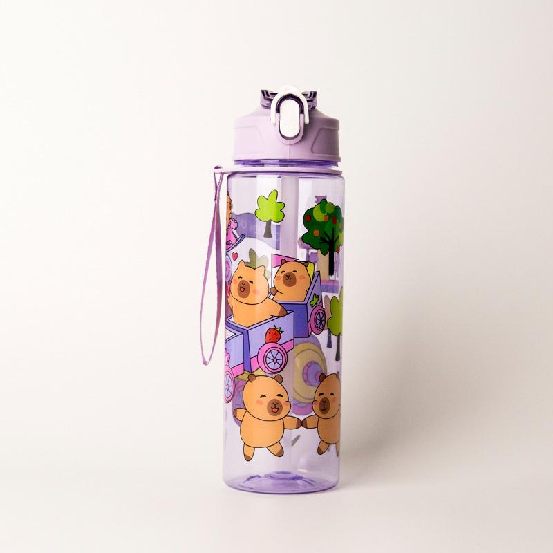 

1 шт. Мультяшная чашка капибары с соломинками, герметичная бутылка для воды 400/750 мл, детская поилка для воды, детская пластиковая чашка для воды