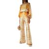European And American Style Ladies Summer Suit Casual Satin Printed Loose One-neck Blouse And Trousers Two-piece Suit