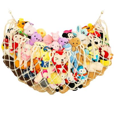 NOELAMOUR Plush Toy Storage Hammock Net Toy Rack Wall-Mounted Storage Net for Tidying Up (Cotton White)