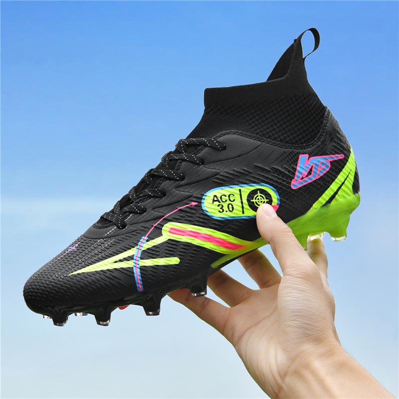 High-top Football Shoes Tf Broken Nails Artificial Turf AG Nails Leather Feet Boys and Girls Children and Adolescents Students Training Shoes