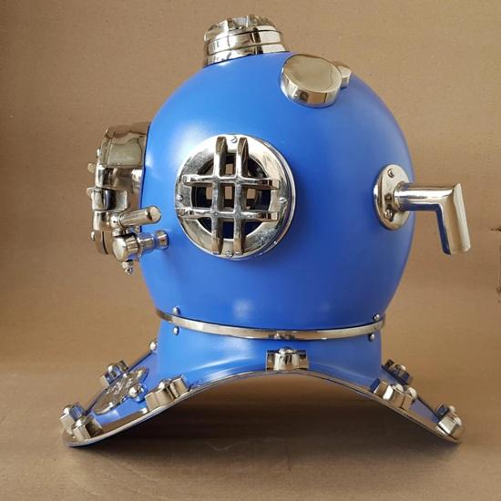45.72 Cm Blue Scuba Diving Helmet Mark V Deep Diving Divers Helmet Home, Office Decor