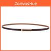 Genuine Leather Thin Waist Belt For Women With Alloy Buckle And Bright Finish For Casual Dresses
