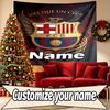 Benutzerdefinierter Name Personalisierte Barcelona FC Fußball Druck Wandteppich, Wandkunst Dekor, Schlafzimmer, Wohnheim, Wohnung, Wohnzimmer, Party-Hintergrund, Geschenk zum Geburtstag
