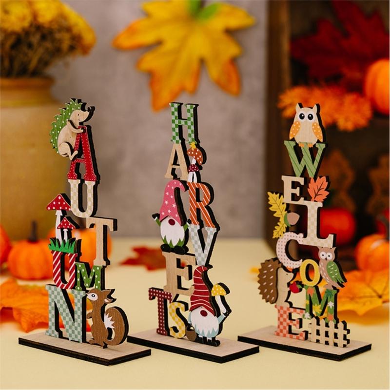 Wood Autumn Signs for Thanksgiving Mantelpiece Embellishments for Autumn Home Garden Decors