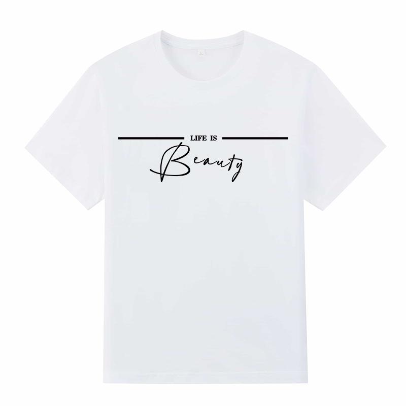 Módní potištěné ležérní dámské tričko s kulatým výstřihem, krátkým rukávem, bavlněná trička