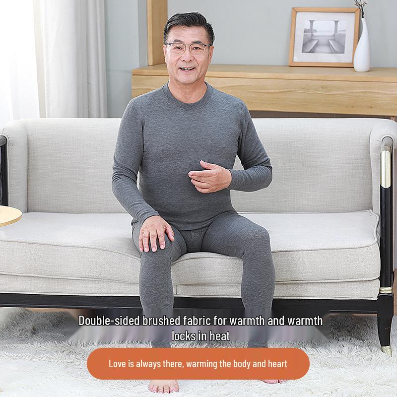 Cashmere Elderly Warm Set: Cozy Autumn/Winter Underwear Gift for Mom & Dad with Plus Velvet