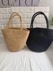 French-Style Japanese Raffia Hand-Crocheted Straw Bucket Bag for Women - Versatile Casual Single Shoulder Design.