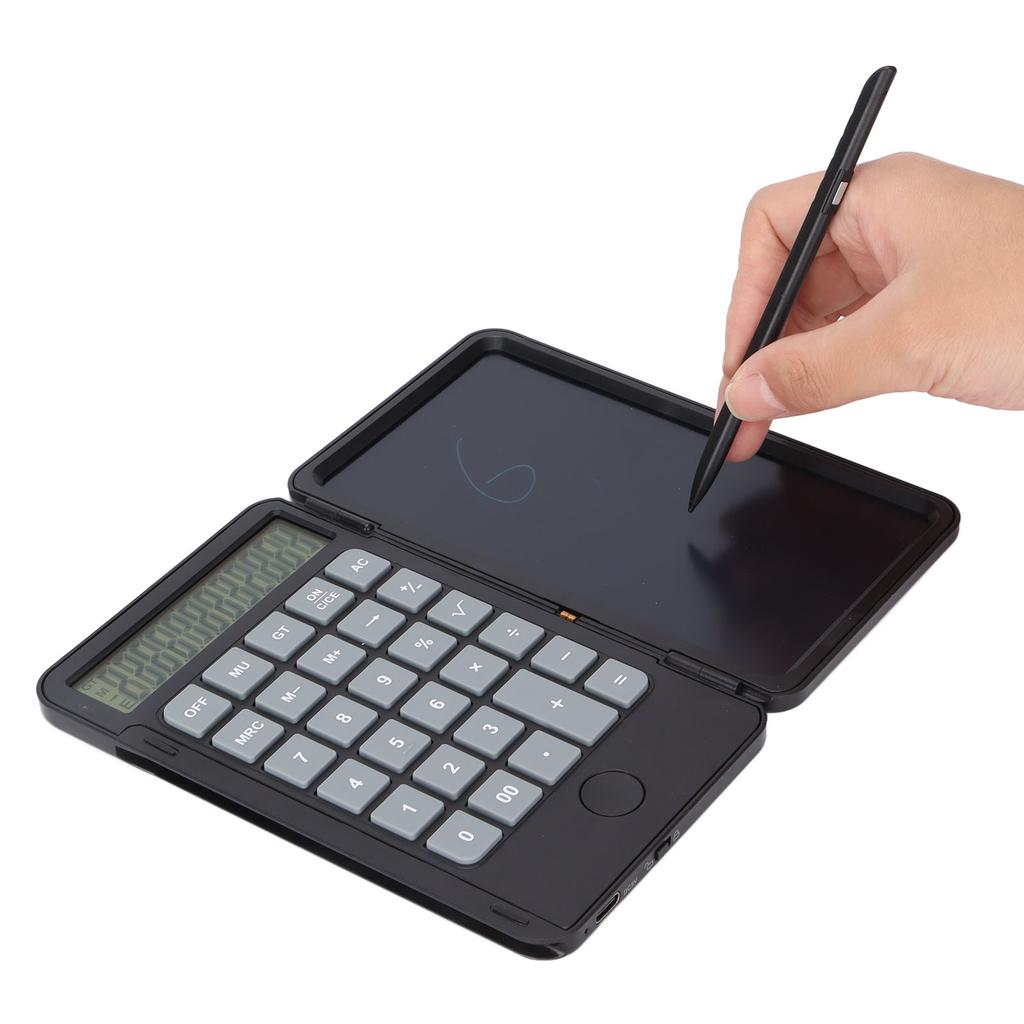 Calculator Writing Tablet 6.5in LCD Chargeable Portable Paperless Drawing Handwriting BoardBlack