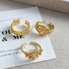 Micro Inlaid Personality Vintage Geometric Opening Ring Women'S Fashion Retro High Sense Niche Design Ring