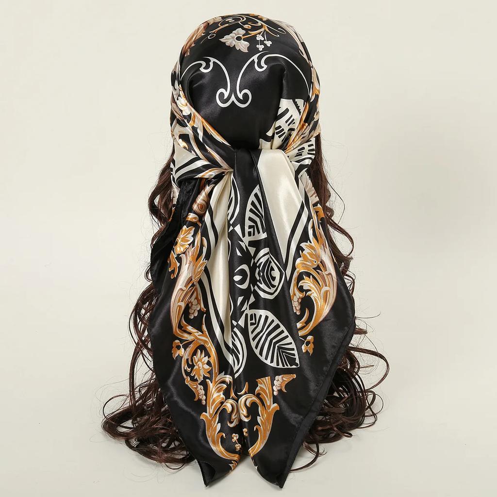 New Leopard Print Snake Skin Pattern Silk Scarf Women's Decorative Large Square Silk Scarf Simulation Silk Versatile Neck Scarf