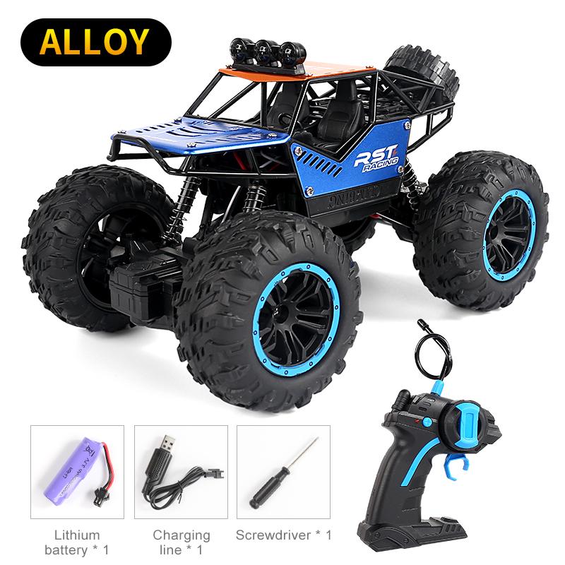 

RC Car Remote Control Car Off Road Monster Truck Metal Shell 2WD Dual Motors LED Headlight Rock Crawler Child Gifts Toys