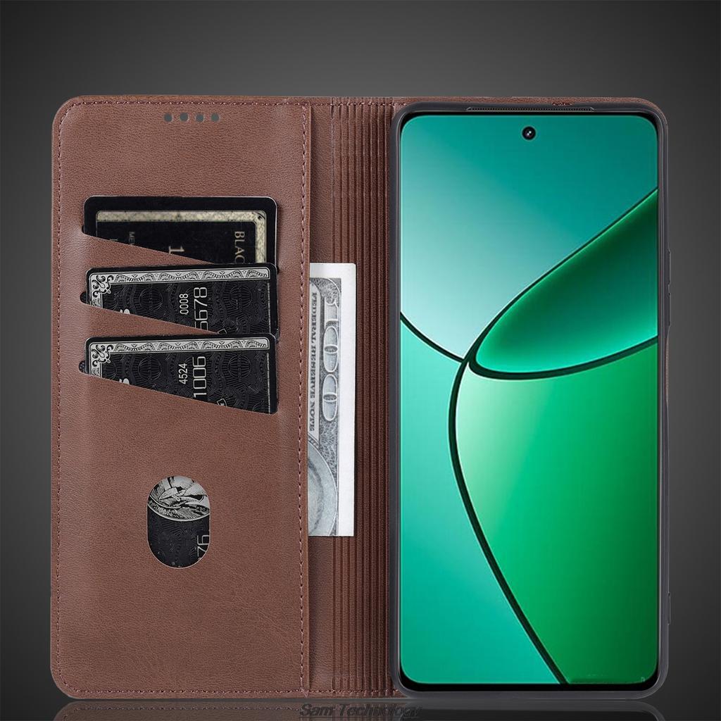 Deluxe Magnetic Adsorption Leather Fitted Case for OPPO Realme 13 4G Flip Cover Protective Case Capa Fundas Coque