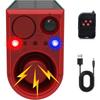 Solar Outdoor Motion Sensor Alarm, with 13Sounds Outdoor, LED Red Blue Flashing Warning Security Strobe Light and 130db Loud Siren,Support Recording