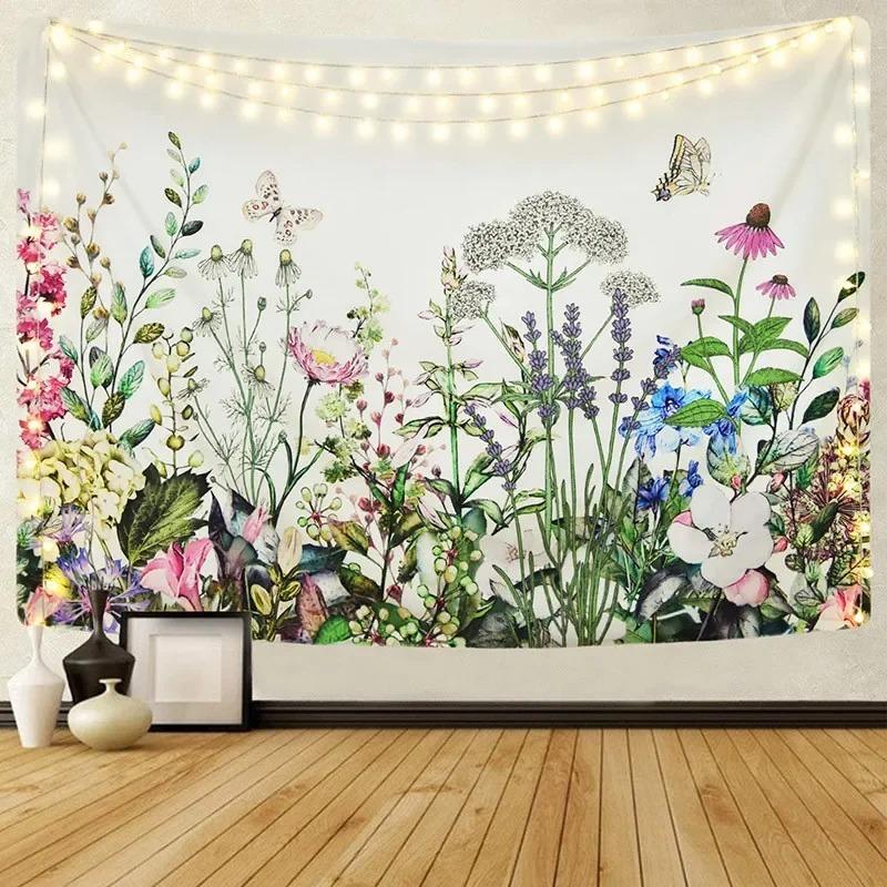 Nordic Home Fabric Plant Tapestry Wall Hanging Retro Tropical Plant Cactus Wall Hanging Art Painting Background Decoration