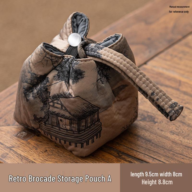 Portable Silk Travel Tea Set Bag for Outdoor Tea Ceremony