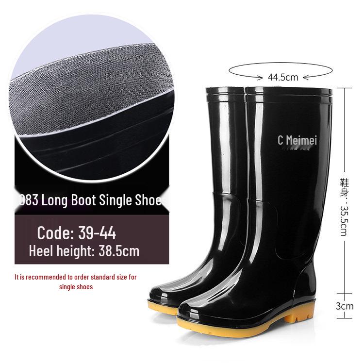 Men's Waterproof Mid & High-Calf Rain Boots: Non-Slip, Fashionable, Warm, Acid & Alkali Resistant, Rubber Sole for Kitchen Work.