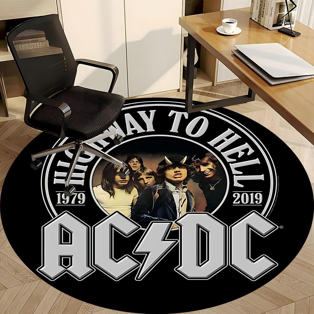 1ks Kulatý koberec AC/DC Rock Office, Pod kancelářské židle Ložnice Obývací pokoj Domácí dekorace  a1022186