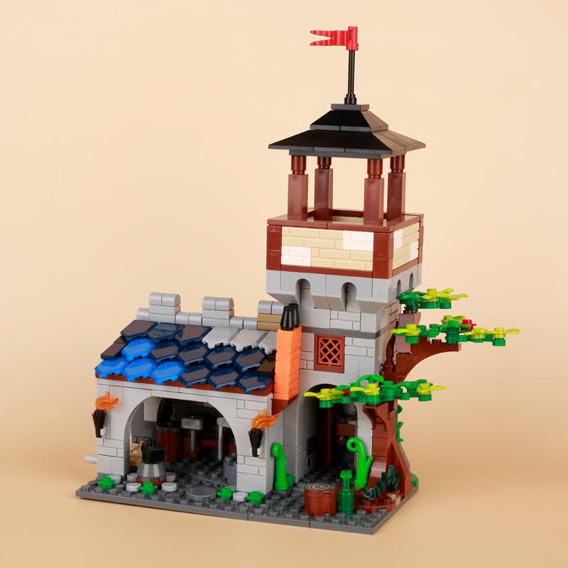MOC Medieval Ancient Castles City Walls Towers Wooden Houses Military Buildings Street Scenes Small Particles Puzzle Bloc Building Set