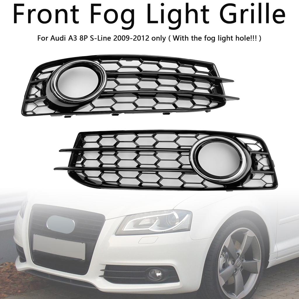 Honeycomb Front Bumper Fog Light Grille Cover Fit A3 8P S-Line 2009-2012