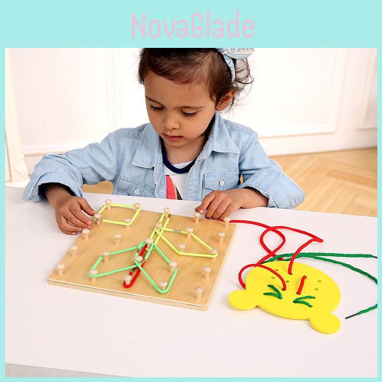 Wooden Multipurpose Cord Organizer For Kids With Diy Features For Early Education