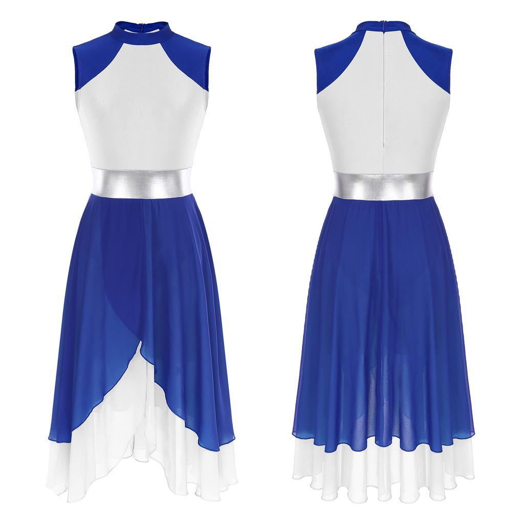 Kobiety Bez Rękawów Asymetryczne Kostiumy do Tańca Lirycznego Blok Kolorów Występ Sceniczny Baletowe Tutu Odzież Taneczna Sala Balowa Body Sukienka
