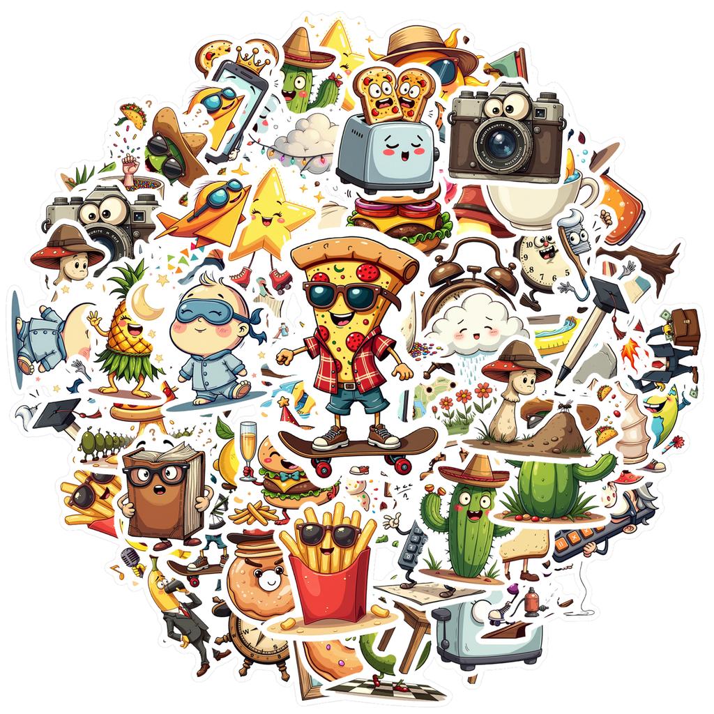 35pcs-70pcs Cartoon Cartoon Characters Decals Cute Objects Graffiti Decals Funny Stickers For Notebook Luggage Mobile Phone
