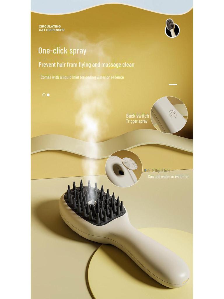 Pet Grooming Massage Comb with One-Button Spray for Cats and Dogs - Effortlessly Removes Loose Hair