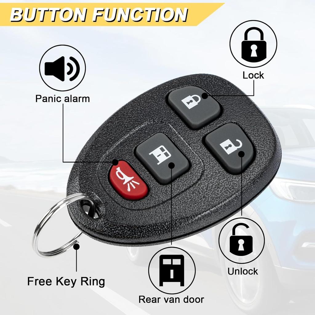 Key Fob Replacement for 2007-2024 Chevrolet Express Van & GMC Savana Car Keyless Entry Remote Control, OUC60270 OUC60221, 4 Btn