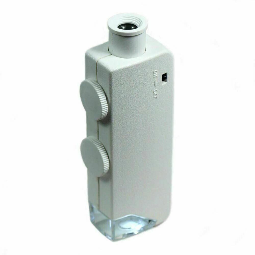 Compact 160x 200x Zoom Lighted Mini Microscope Jewelers Loupe Magnifying Glass High Power Magnifier For Specimen Jewelry Inspectio