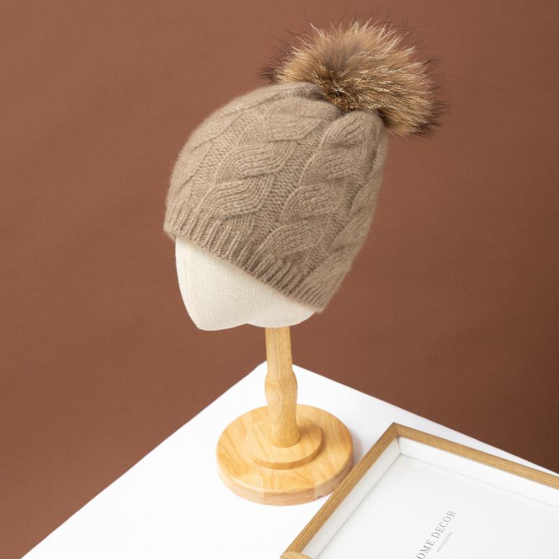 Women s 100% Cashmere Pom-Pom Hat - Thick Cable Knit, Warm Ear Protection for Autumn  Winter One Size
