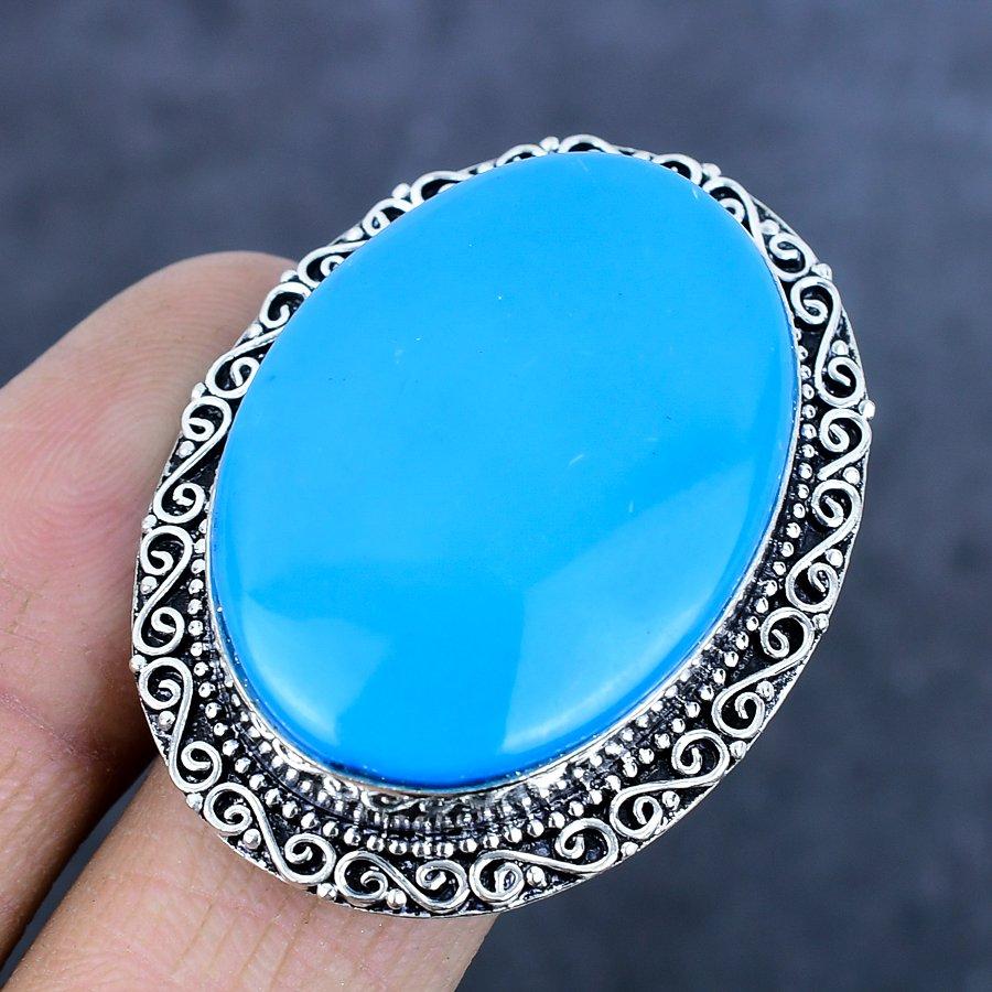 Natural Arizona Turquoise Gemstone 925 Sterling Silver Jewelry Ring Size 9 Q3w20