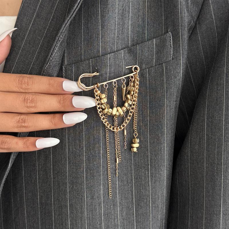 Spille Multifunzionali con Perline e Nappe Spilla a Catena di Perline Fatta a Mano Fissaggio per Pantaloni Accessori Semplici per Vestiti Gioielli Regalo