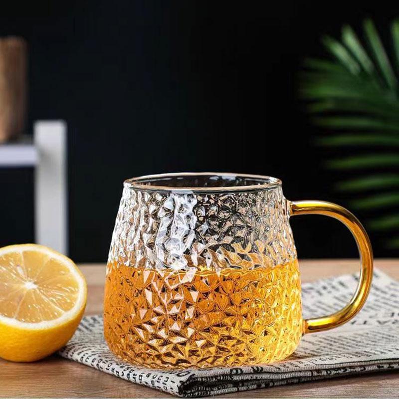 330ml Household Large Capacity Hot Tea Mug Creative Water Cup Hammer Pattern Glass Cup Heat Resistant Coffee Cup Holiday Gifts