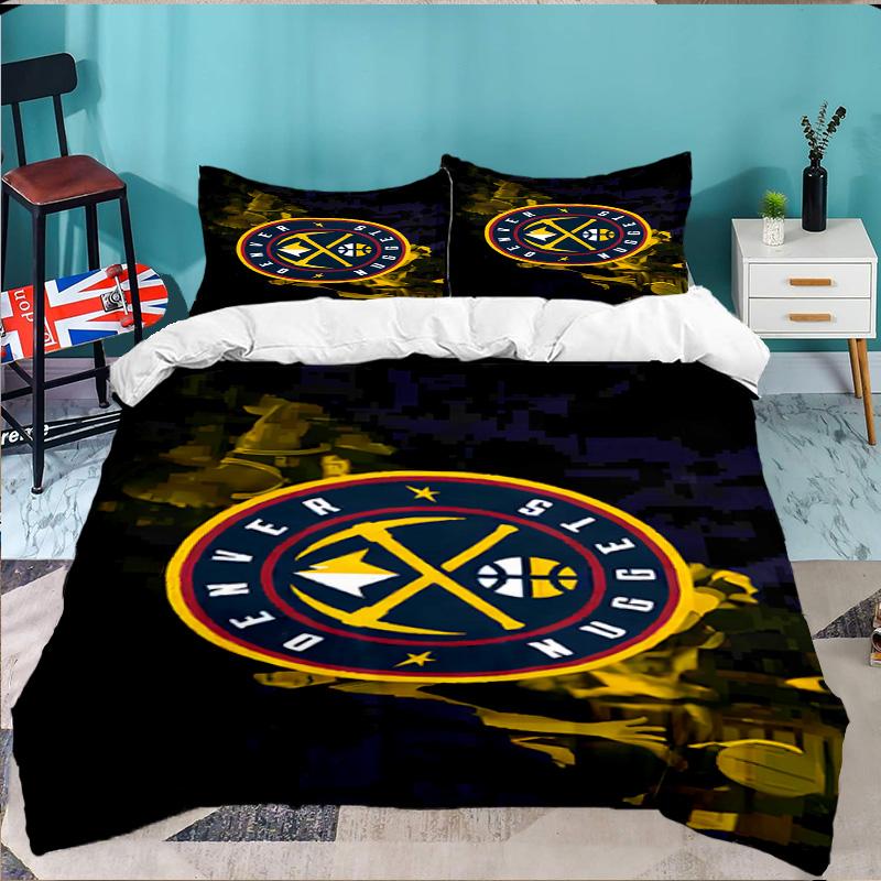 Denver Basketball Team 3pcs Bedding Set,Including 1pc Duvet Cover And 2pcs Pillowcases Perfect Gift for Christmas,Ideal for Bedroom, Dormitory